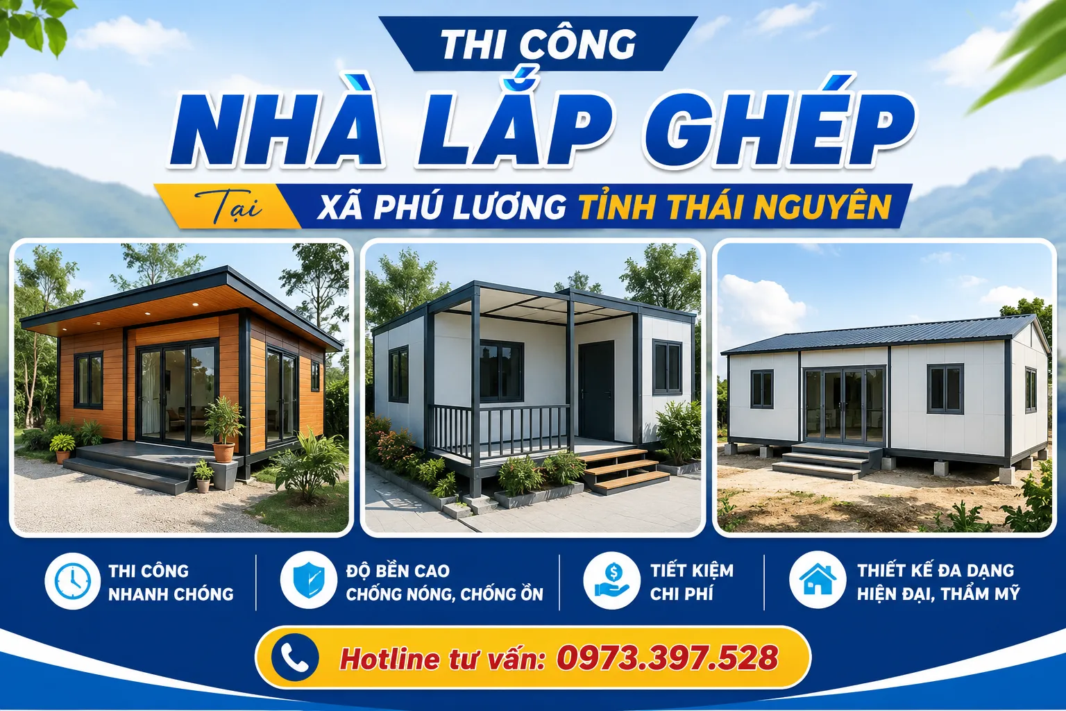 Thi công nhà lắp ghép tại Phú Lương tỉnh Thái Nguyên Thi công nhà lắp ghép tại Phú Lương tỉnh Thái Nguyên