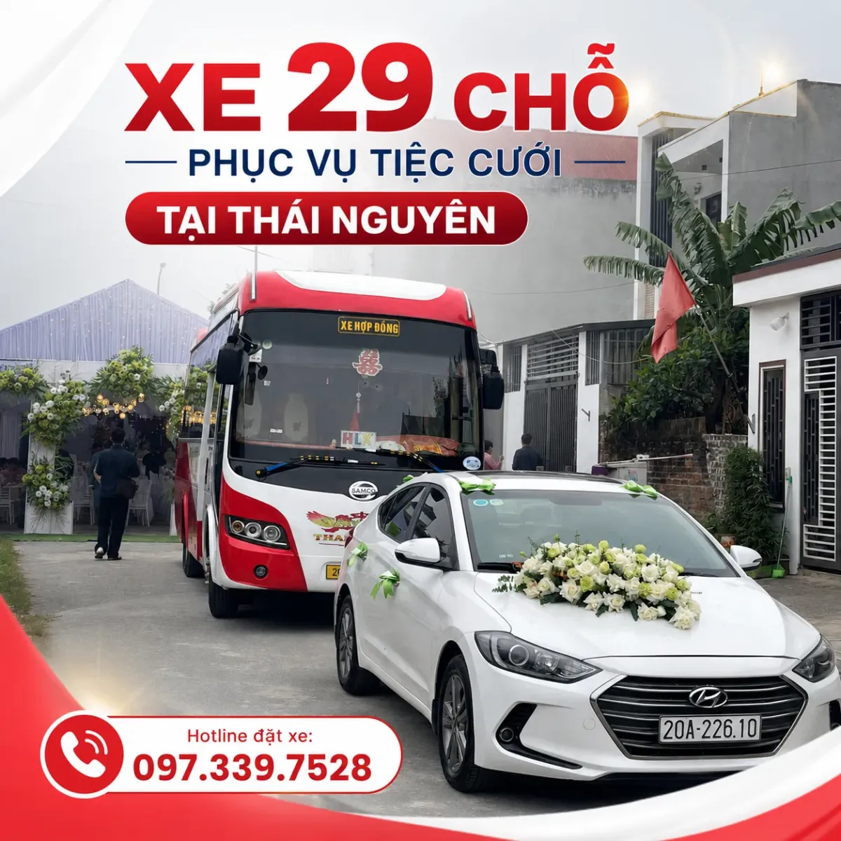 Thuê xe 29 chỗ phục vụ tiệc cưới tại Thái Nguyên
